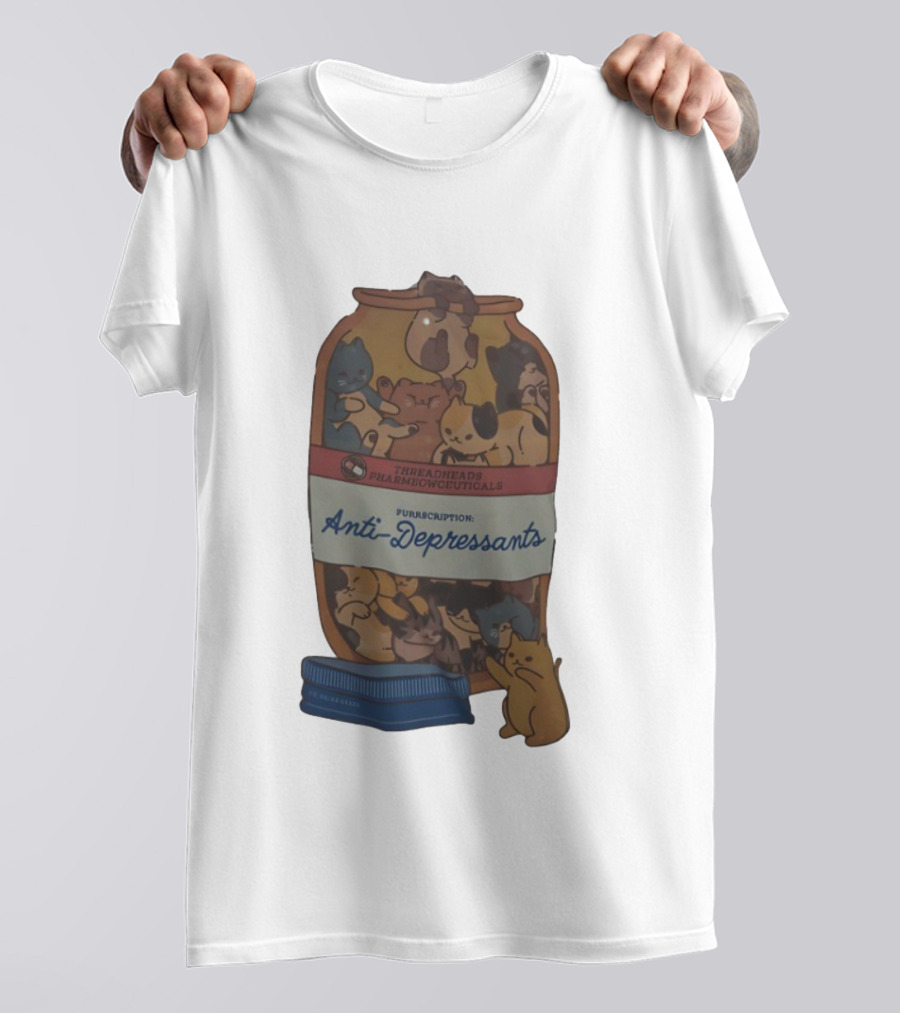 Purrscription Anti-Depressants Threadheads Pharmiaowceuticals Cat Edition T-Shirt