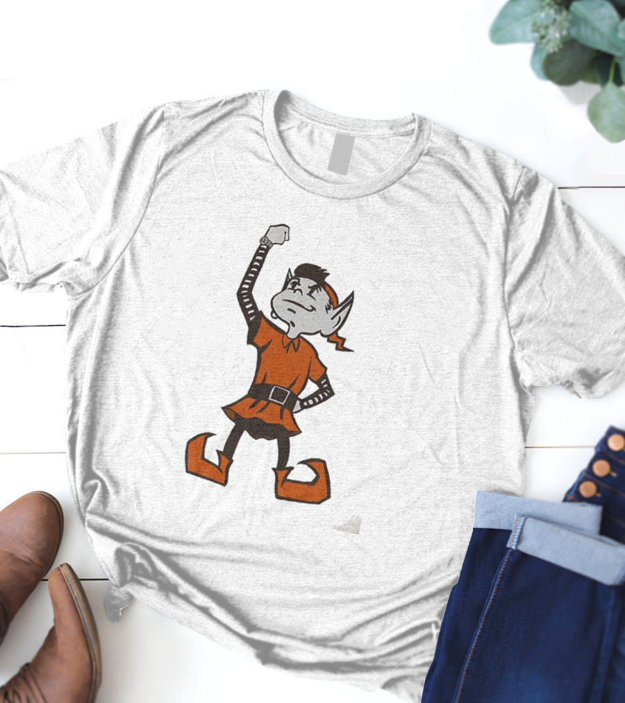 Cleveland Browns Brownie The Elf Mascot Fist Raised T-Shirt