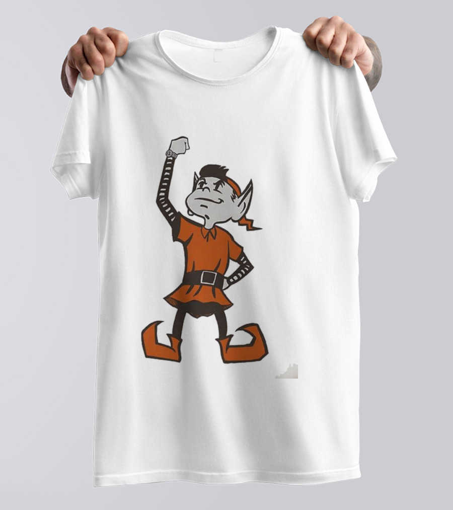 Cleveland Browns Brownie The Elf Mascot Fist Raised T-Shirt