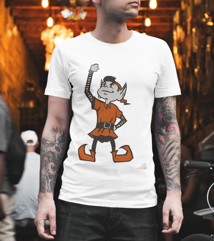 Cleveland Browns Brownie The Elf Mascot Fist Raised T-Shirt