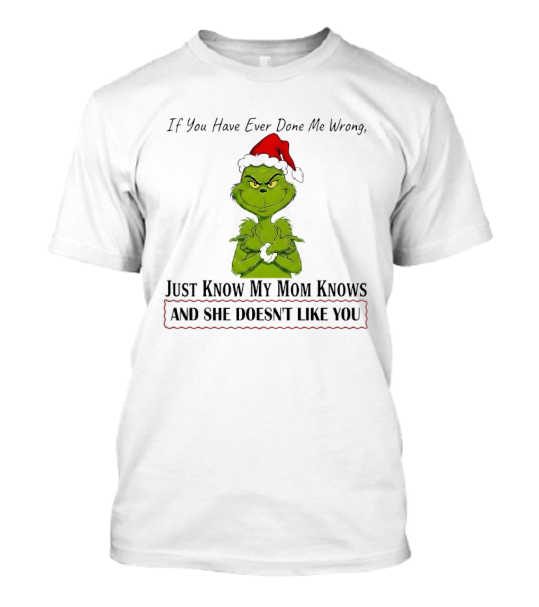Grinch If You Have Ever Done Me Wrong Just Know My Mom Knows And She Doesn't Like You T-Shirt