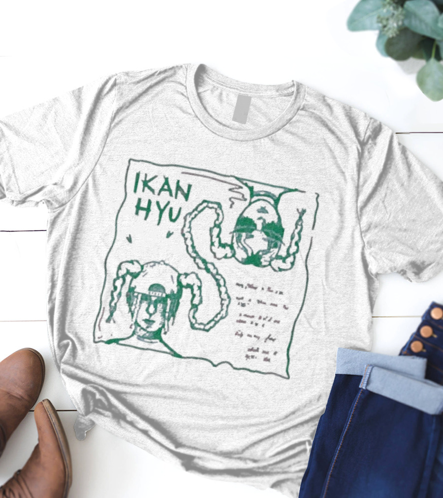 Ikan Hyu Catch Me If You Can Playful Green Octopus And Monster Doodle Art T-Shirt