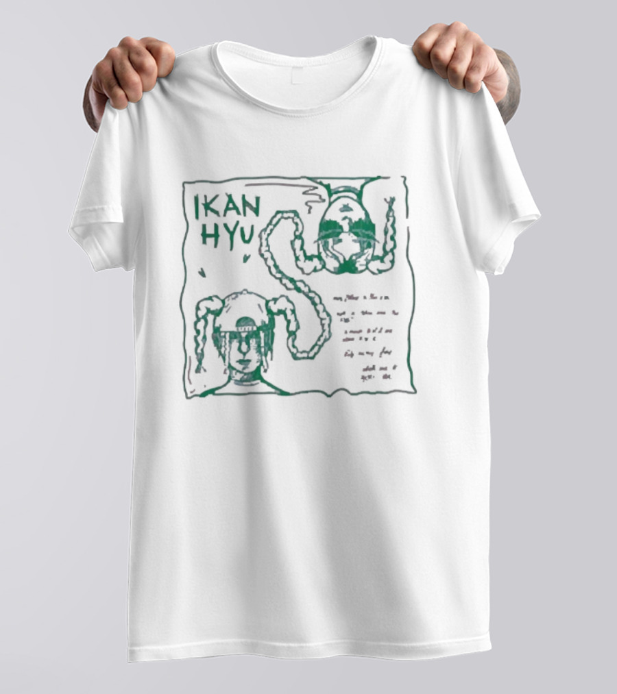 Ikan Hyu Catch Me If You Can Playful Green Octopus And Monster Doodle Art T-Shirt