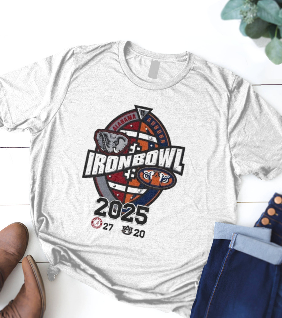 Alabama Vs Auburn Iron Bowl 2025 Football Rivalry Score 27-20 T-Shirt