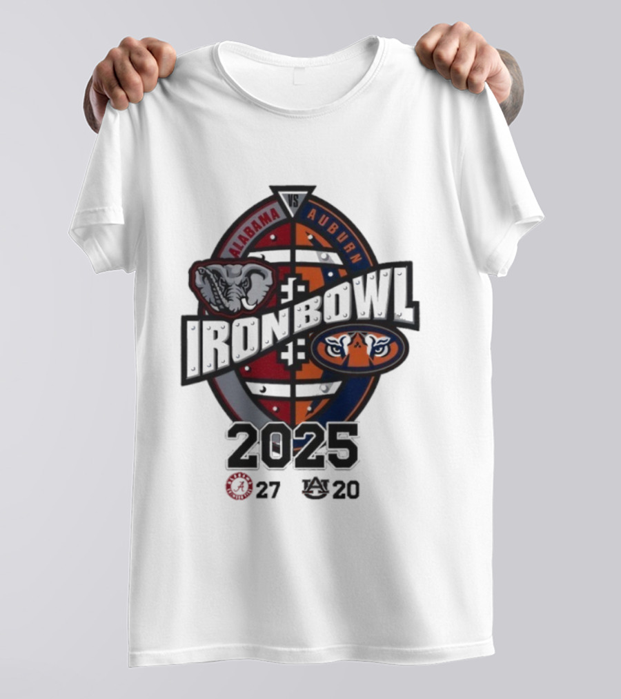 Alabama Vs Auburn Iron Bowl 2025 Football Rivalry Score 27-20 T-Shirt