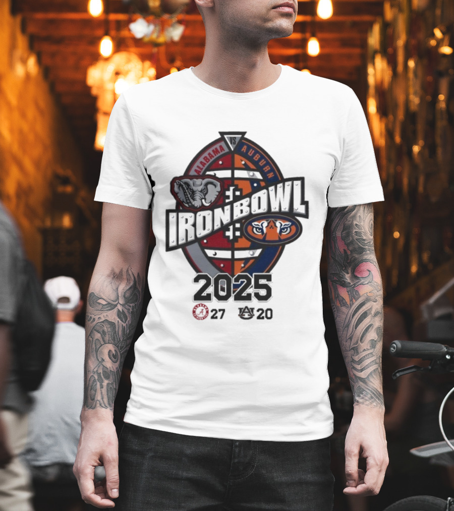 Alabama Vs Auburn Iron Bowl 2025 Football Rivalry Score 27-20 T-Shirt