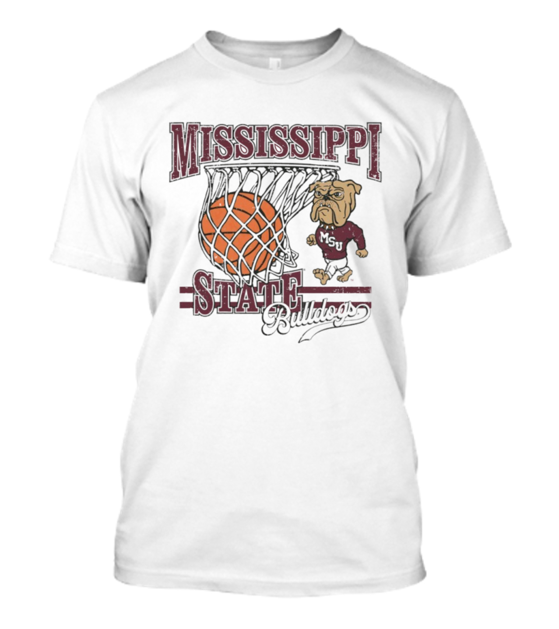 Mississippi State Bulldogs Basketball Bulldog Dribbling Through Hoop T-Shirt