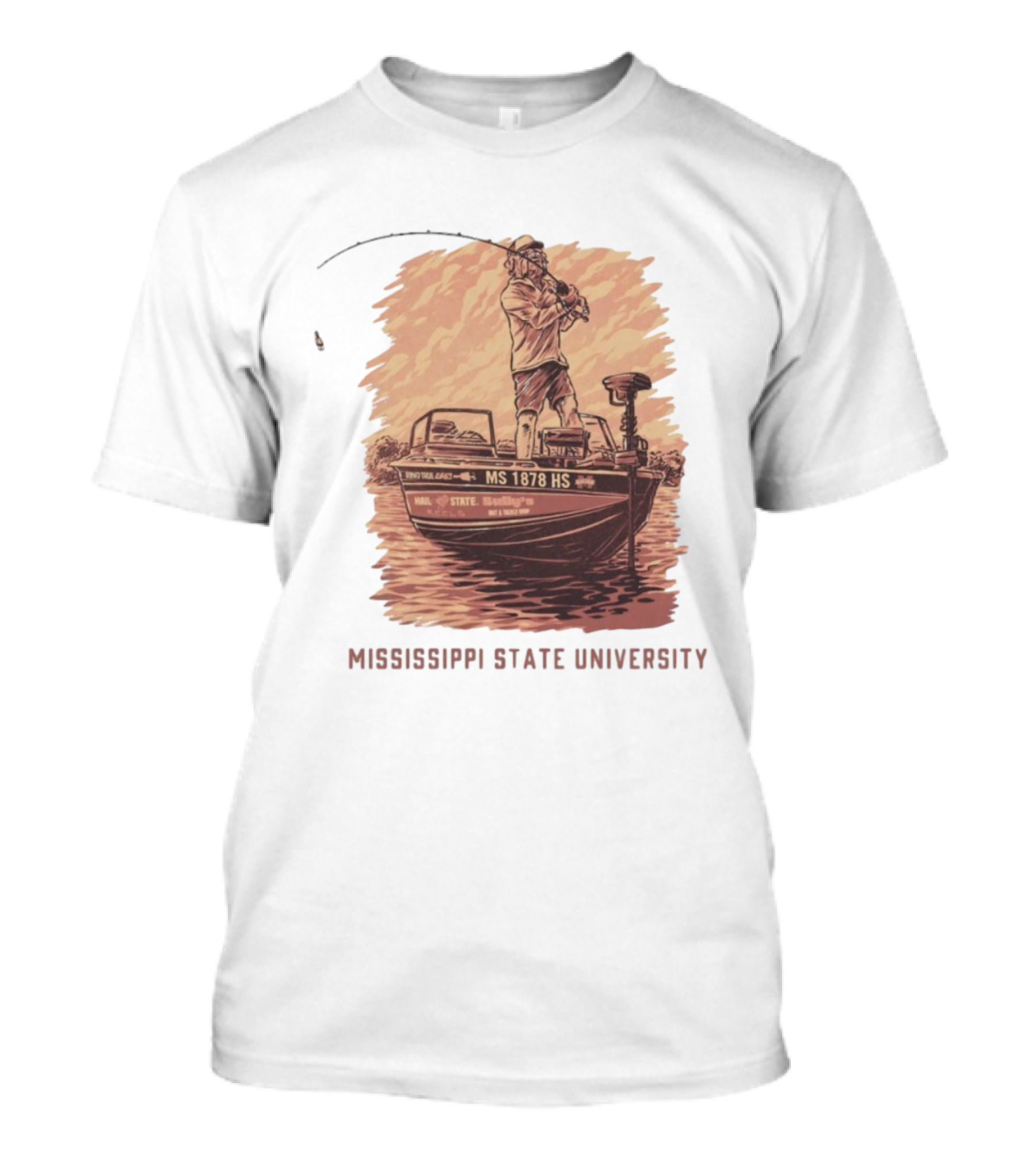 Mississippi State University Bulldogs Bass Fishing MS 1878 Hail State T-Shirt