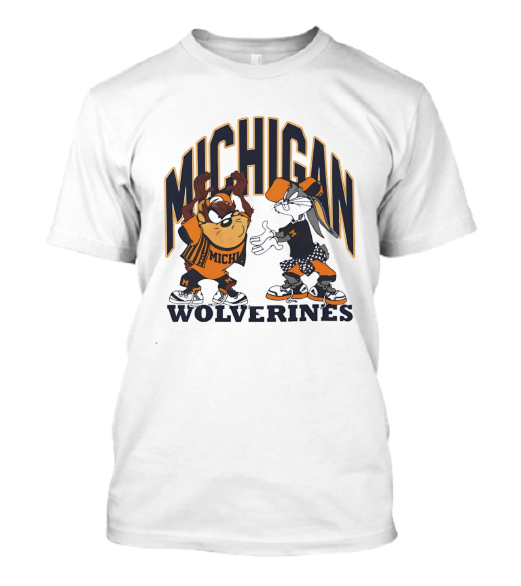 Michigan Wolverines Basketball Tasmanian Devil Bugs Bunny Crossover T-Shirt