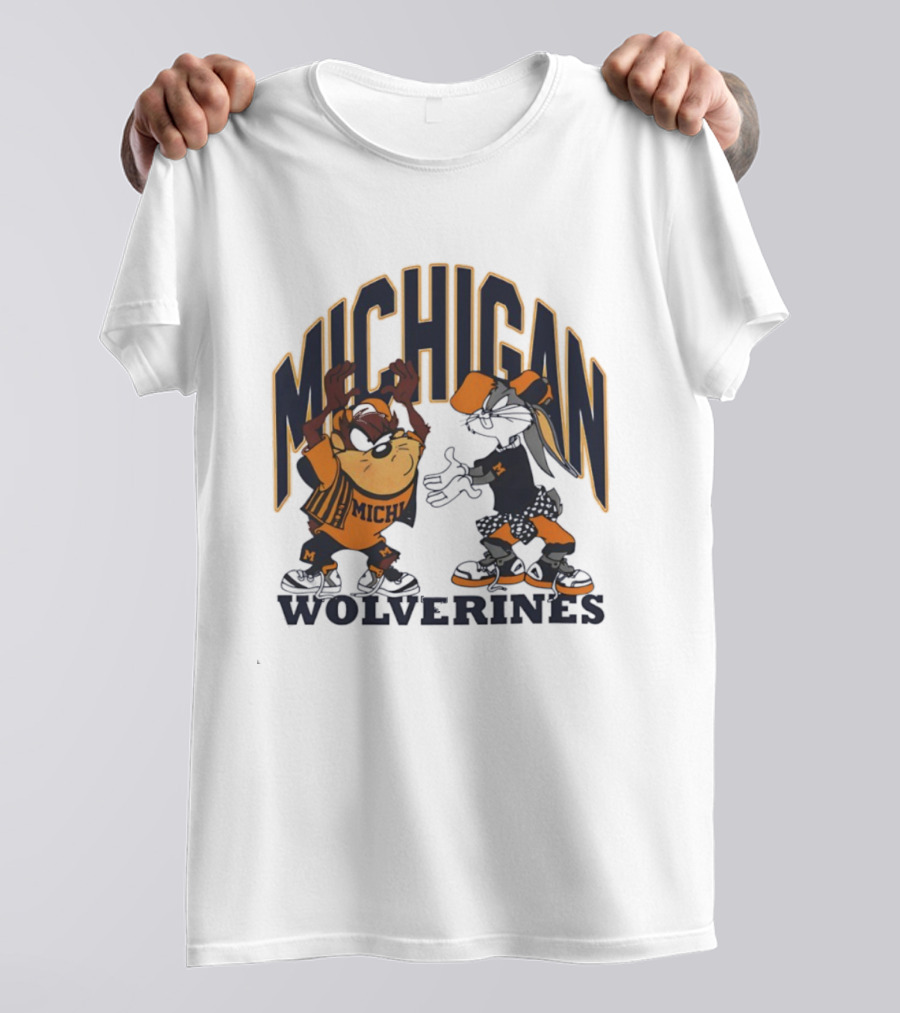 Michigan Wolverines Basketball Tasmanian Devil Bugs Bunny Crossover T-Shirt