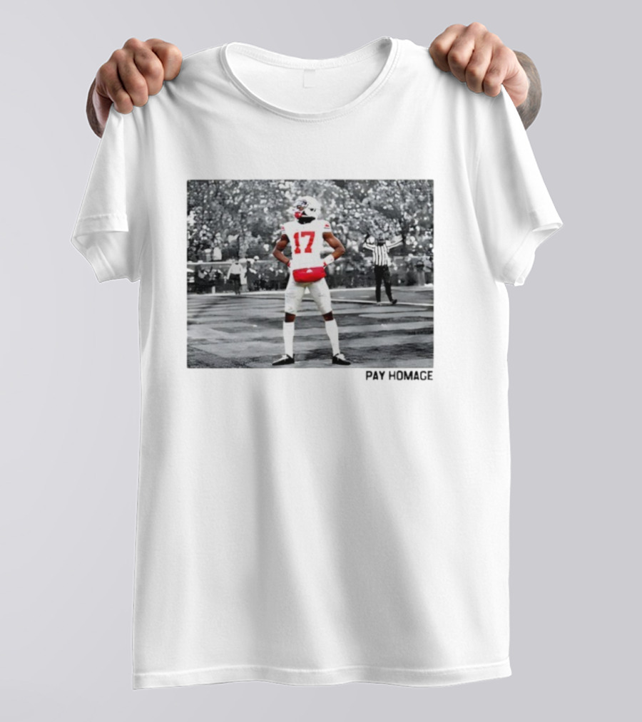 Carnell Tate Pay Homage 17 Football Player Stance T-Shirt