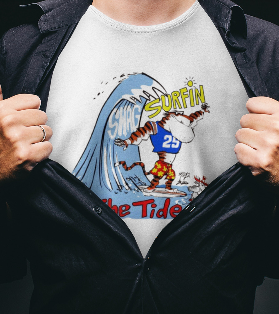 Auburn Tigers Vs Alabama Crimson Tide Swag Surfin The Tide Sports Fan Rivalry T-Shirt