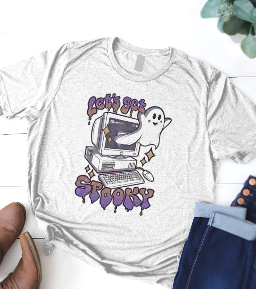 Let's Get Spooky Ghost Computer Halloween T-Shirt