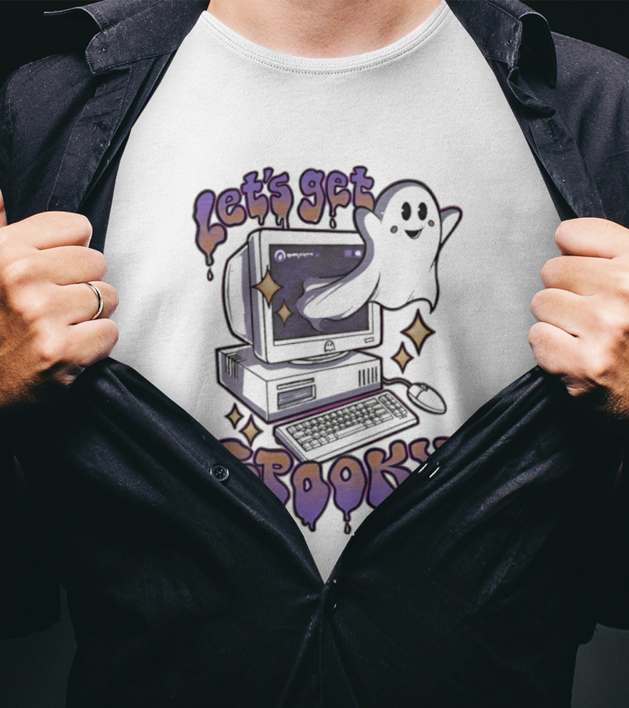 Let's Get Spooky Ghost Computer Halloween T-Shirt