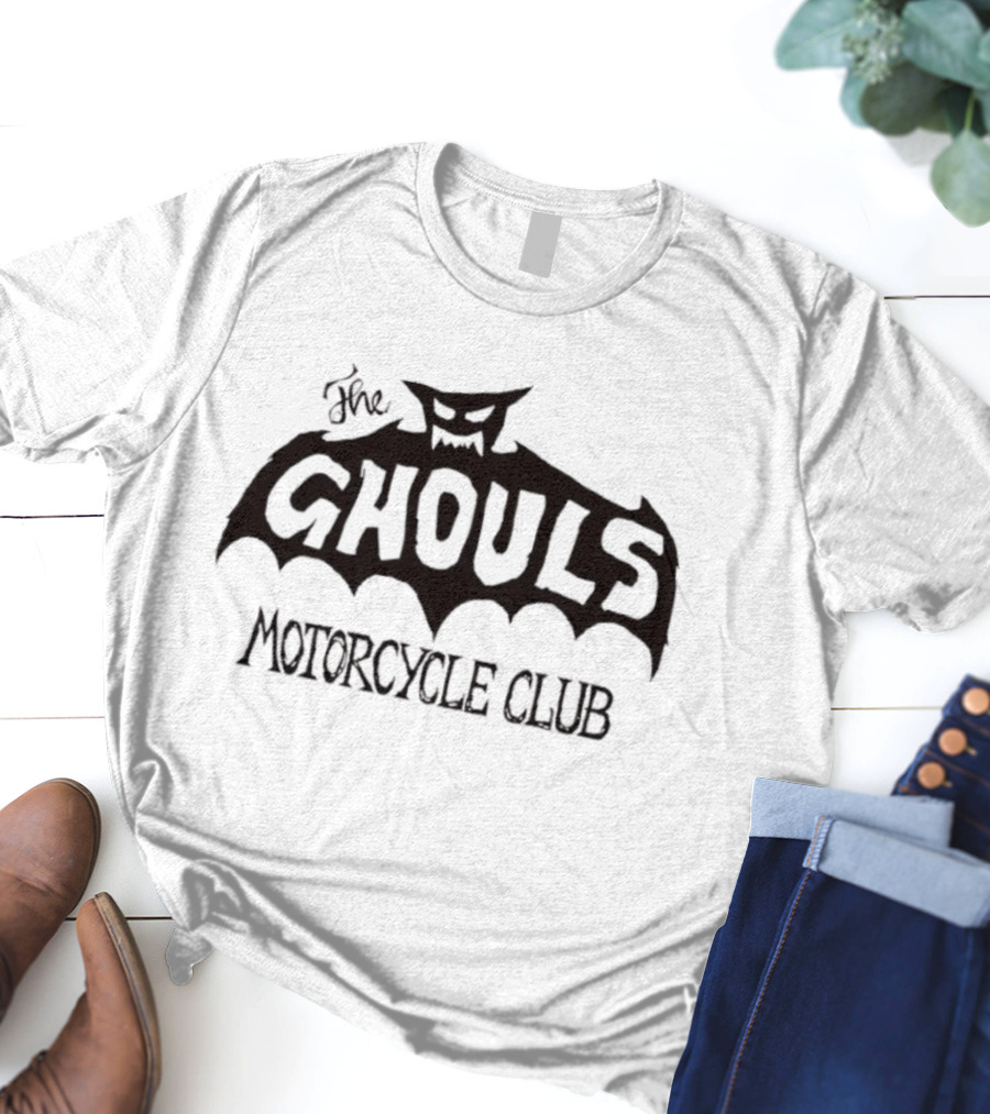 The Ghouls Biker Club Creepy Bat Logo Vintage Theme T-Shirt