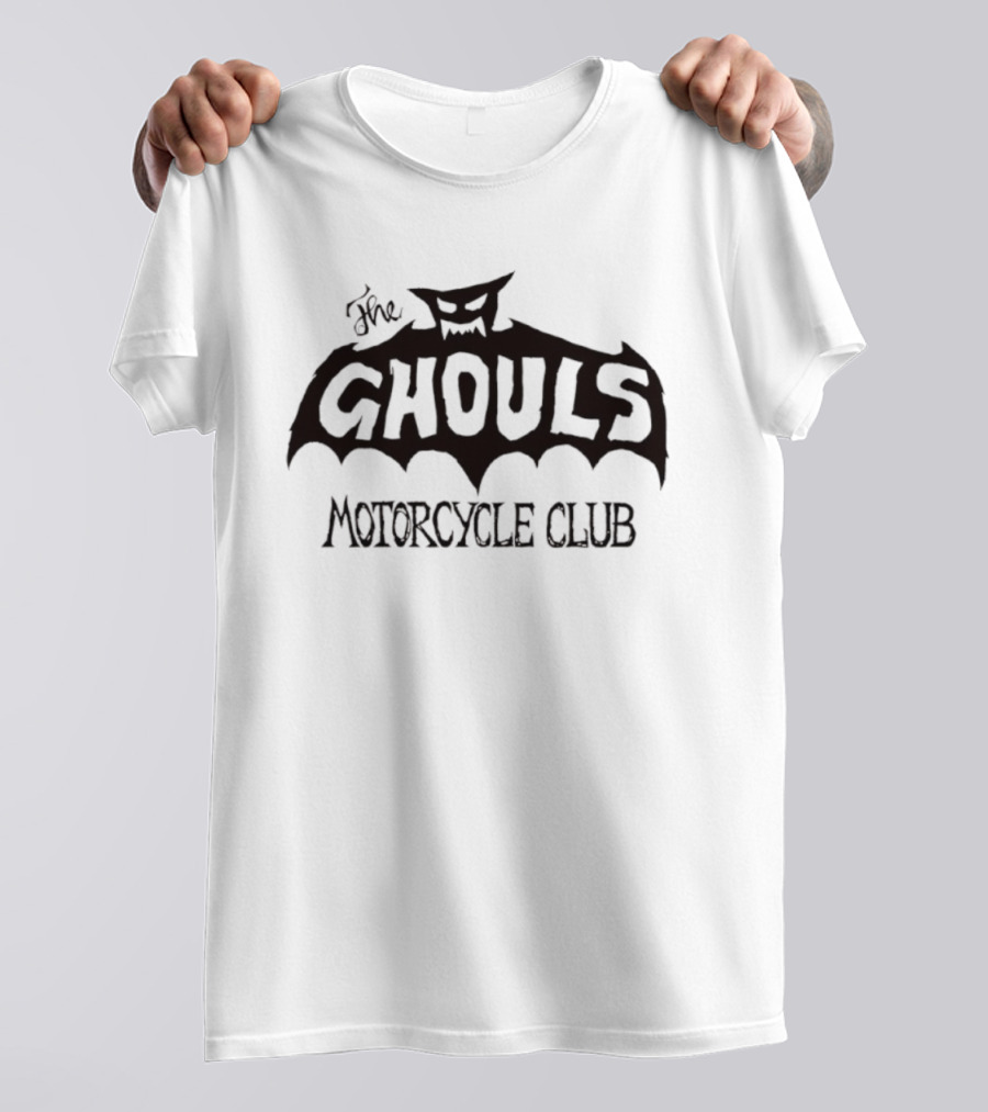 The Ghouls Biker Club Creepy Bat Logo Vintage Theme T-Shirt