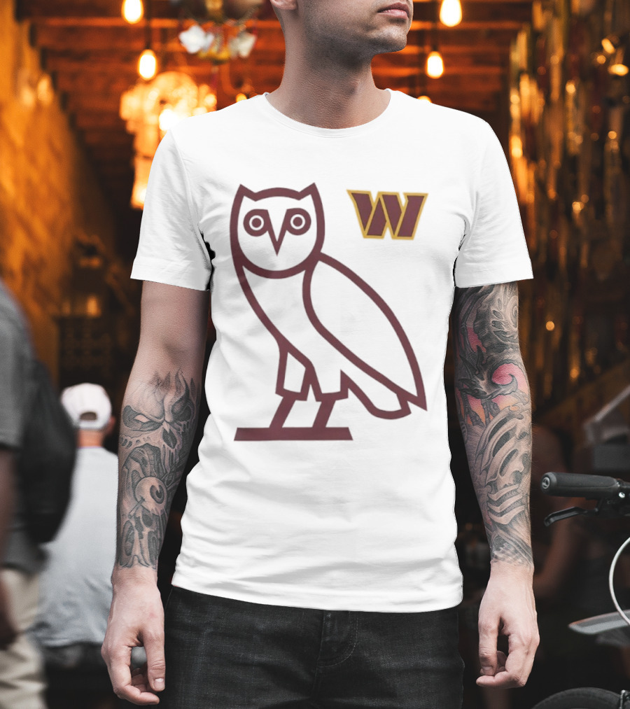 Washington Commanders OVO NFL Collaboration Owl W Logo T-Shirt