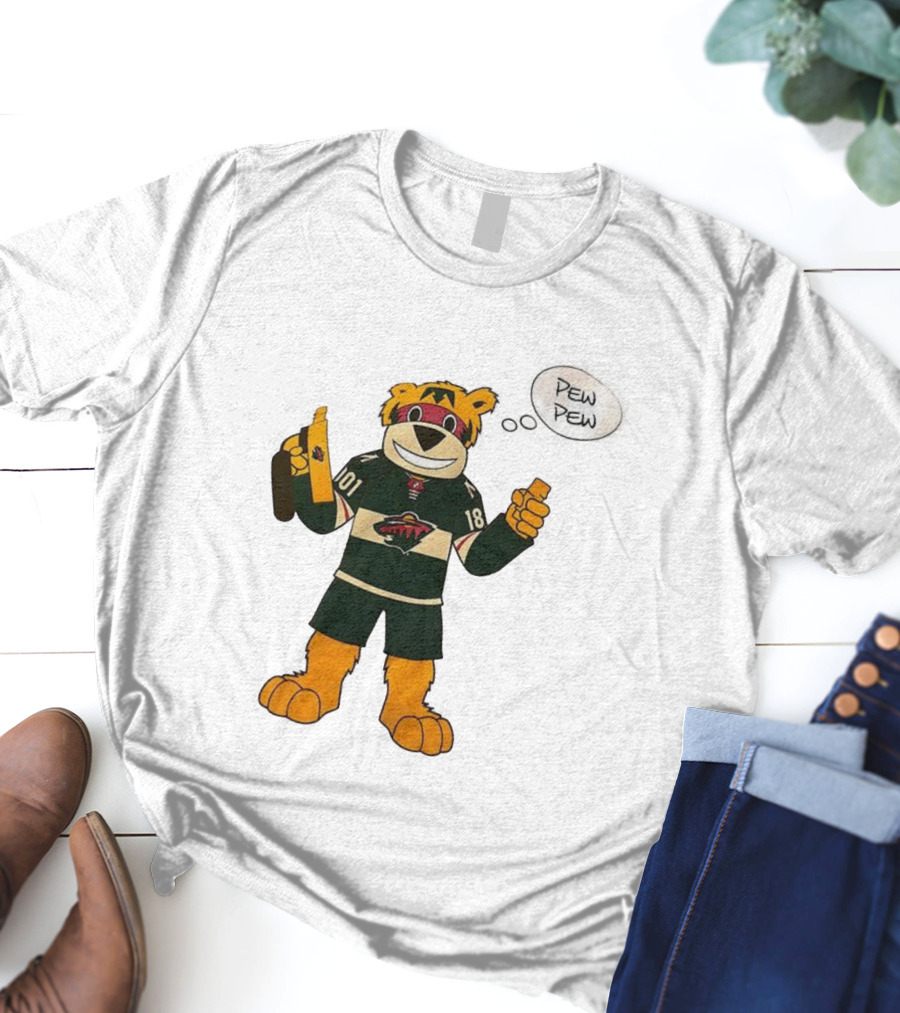 Minnesota Wild Mascot Nordy Pew Pew Hockey T-Shirt