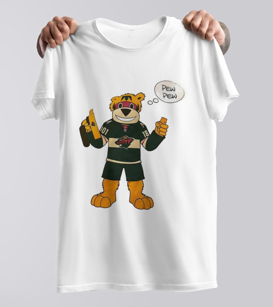 Minnesota Wild Mascot Nordy Pew Pew Hockey T-Shirt
