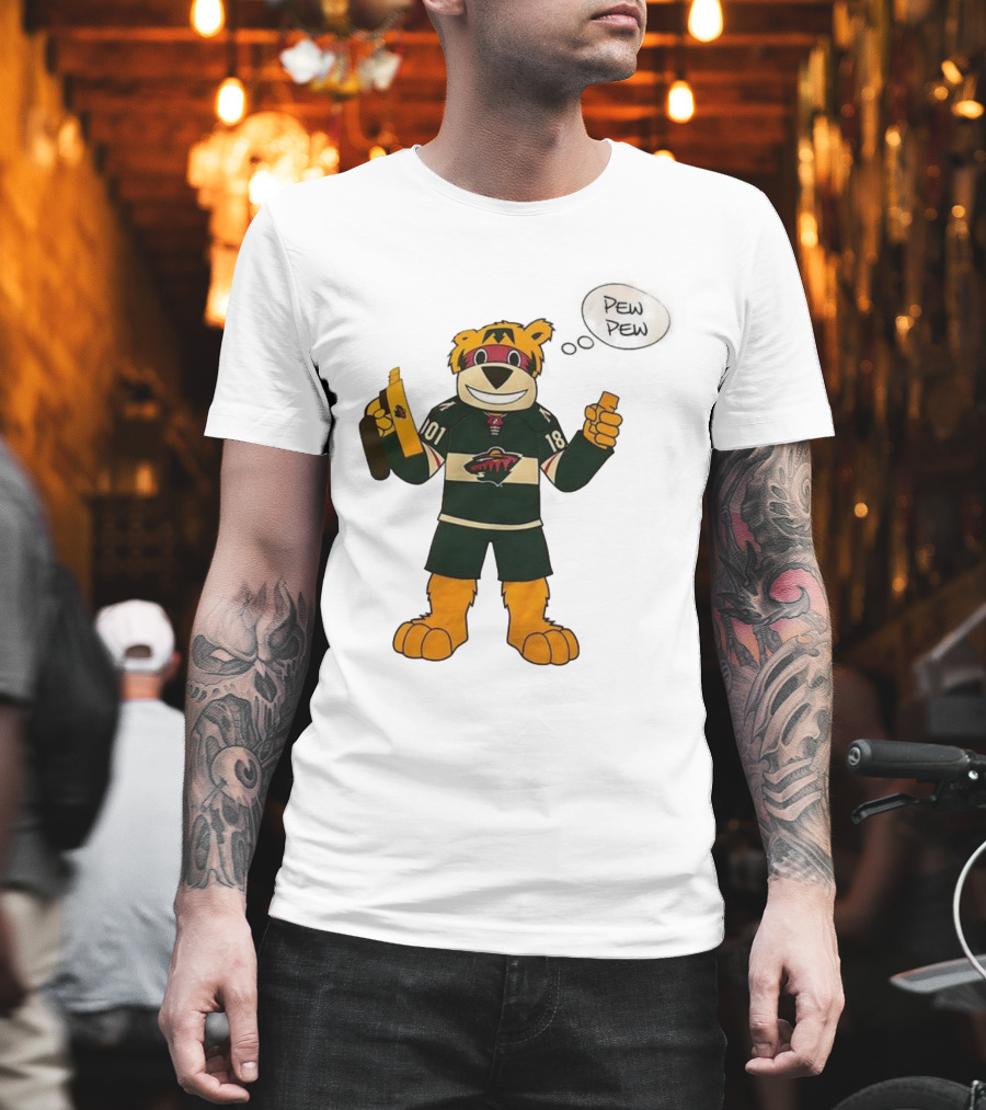 Minnesota Wild Mascot Nordy Pew Pew Hockey T-Shirt