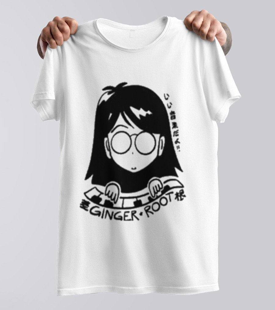 Ginger Root Cam Face Character Illustration T-Shirt