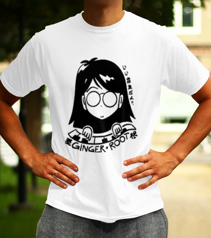 Ginger Root Cam Face Character Illustration T-Shirt