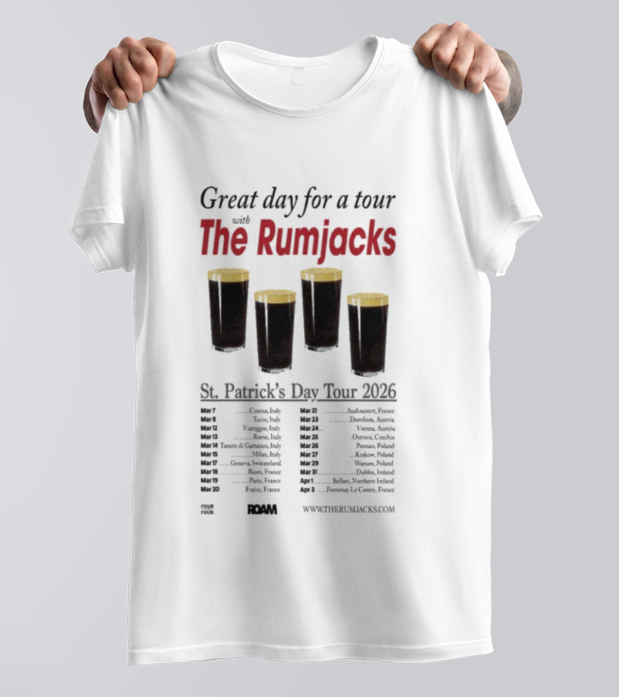 The Rumjacks Great Day For A St. Patrick's Day Tour 2026 Pint Glasses Concert Dates T-Shirt