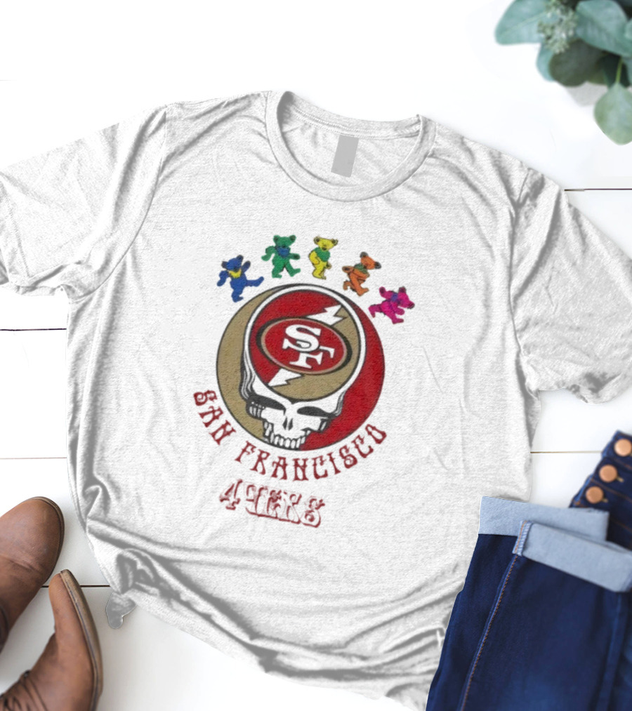 San Francisco 49ers Grateful Dead Dancing Bears Skull Collaboration T-Shirt