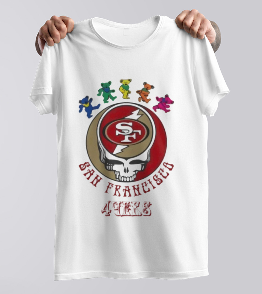 San Francisco 49ers Grateful Dead Dancing Bears Skull Collaboration T-Shirt