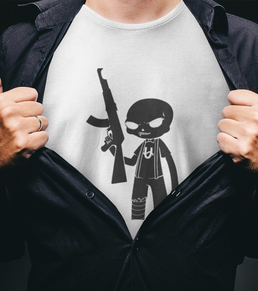 Homestuck Caliborn Character U Symbol Black Silhouette With Weapon T-Shirt