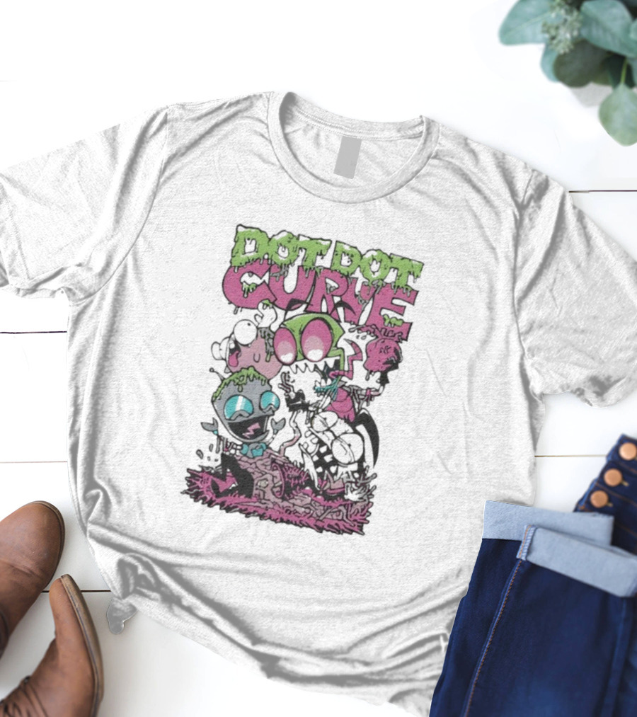 Dot Dot Curve Scene The Fuck Up Reptilian Zombie Cartoon Duo T-Shirt