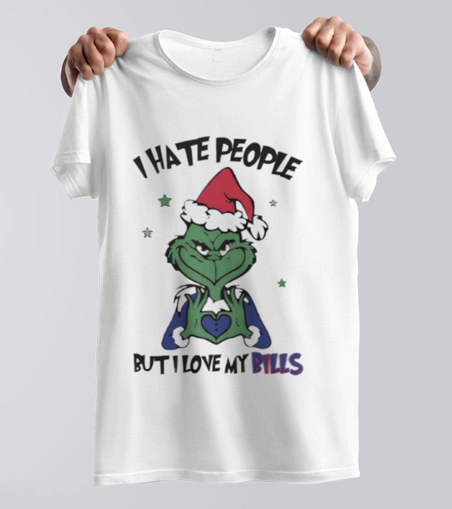 I Hate People But I Love My Bills Grinch Buffalo Football Fan T-Shirt