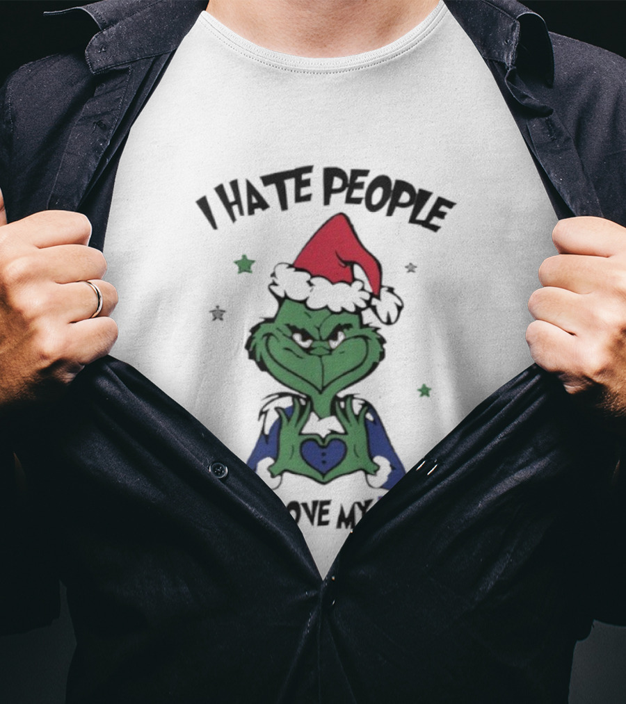 I Hate People But I Love My Bills Grinch Buffalo Football Fan T-Shirt