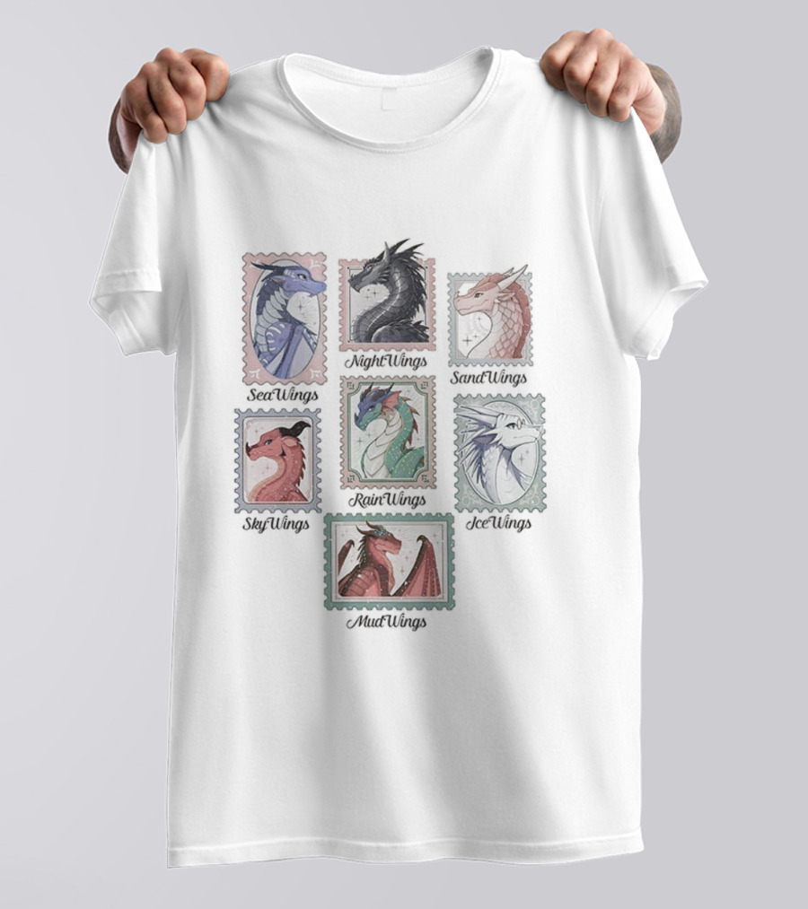 Wings Of Fire Dragon Stamps SeaWing NightWing SandWing SkyWing RainWing IceWing MudWing Fan Collection T-Shirt