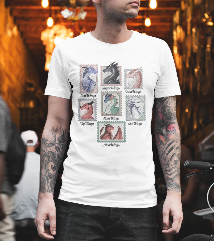 Wings Of Fire Dragon Stamps SeaWing NightWing SandWing SkyWing RainWing IceWing MudWing Fan Collection T-Shirt