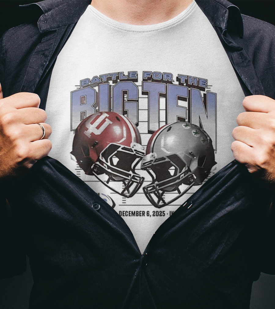 Battle For The Big Ten Indiana Hoosiers Vs Ohio State Buckeyes December 6 2025 NCAA Football Showdown Riley IN T-Shirt