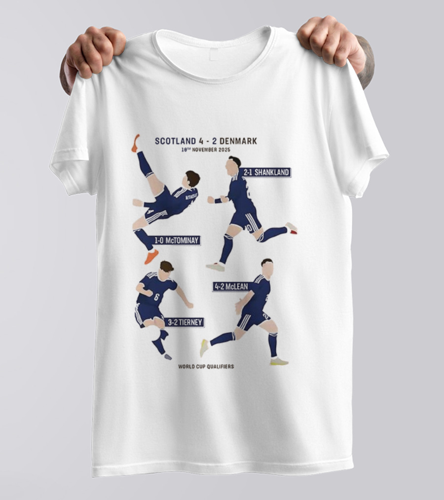Scotland 4-2 Denmark World Cup Qualifiers 16th November 2025 Players’ Goals T-Shirt