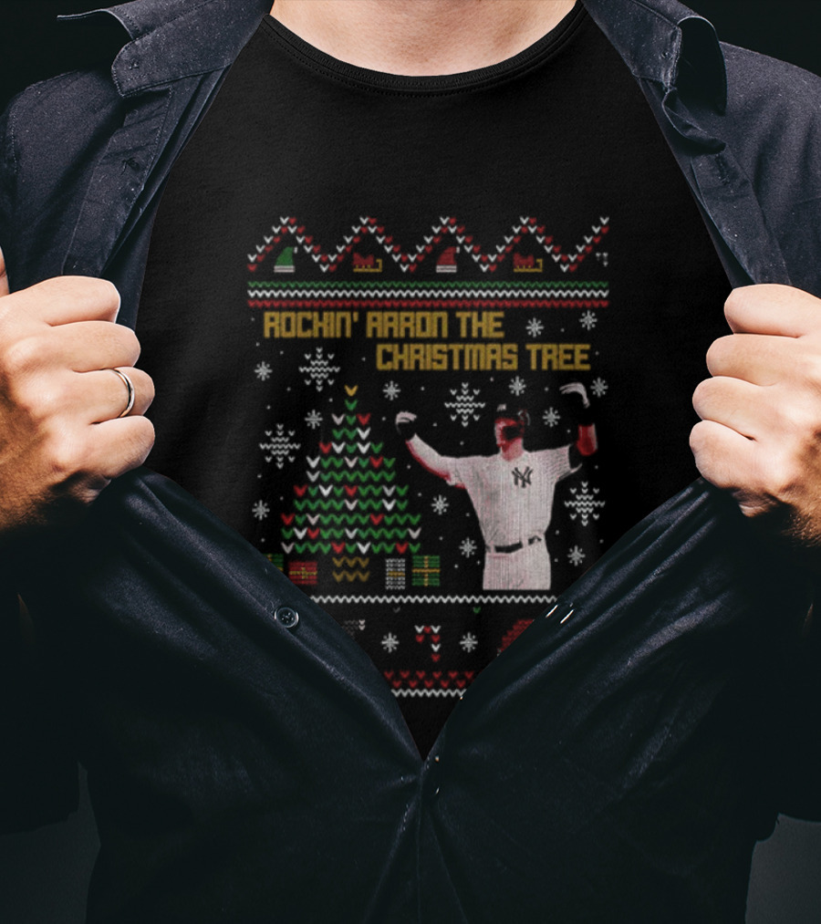 Rockin Around The Christmas Tree Aaron Judge Ugly Christmas T-Shirt
