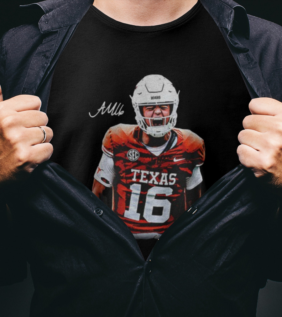 Texas Longhorns Football Arch Manning SEC Shout 16 Signature T-Shirt