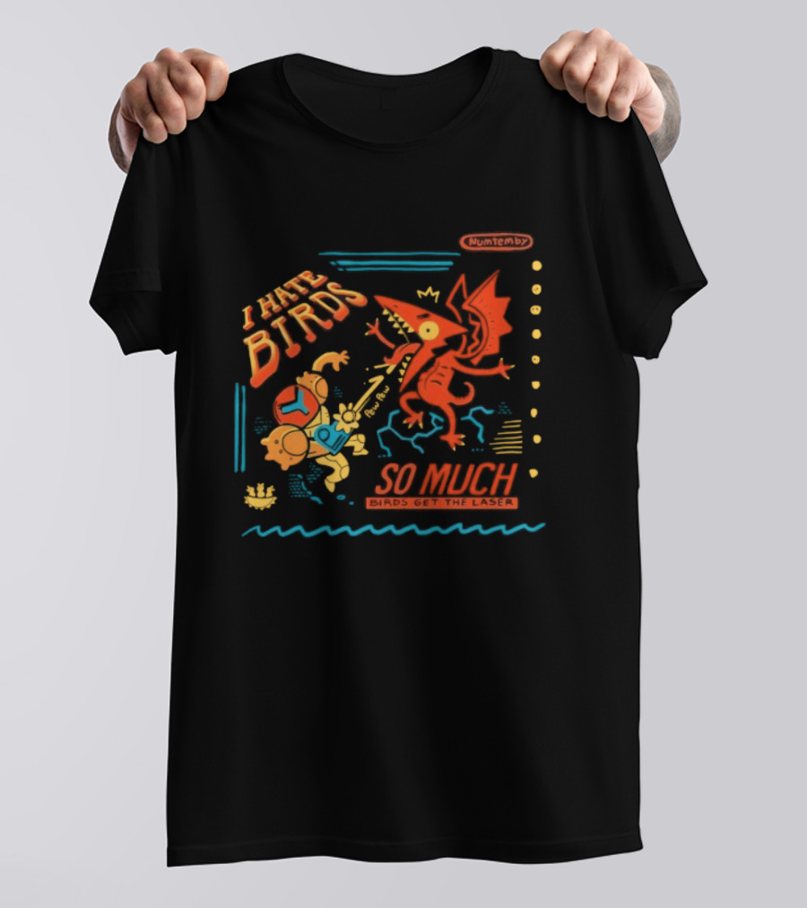 Numtemby I Hate Birds So Much Retro Cartoon Showdown Birds Get The Laser T-Shirt
