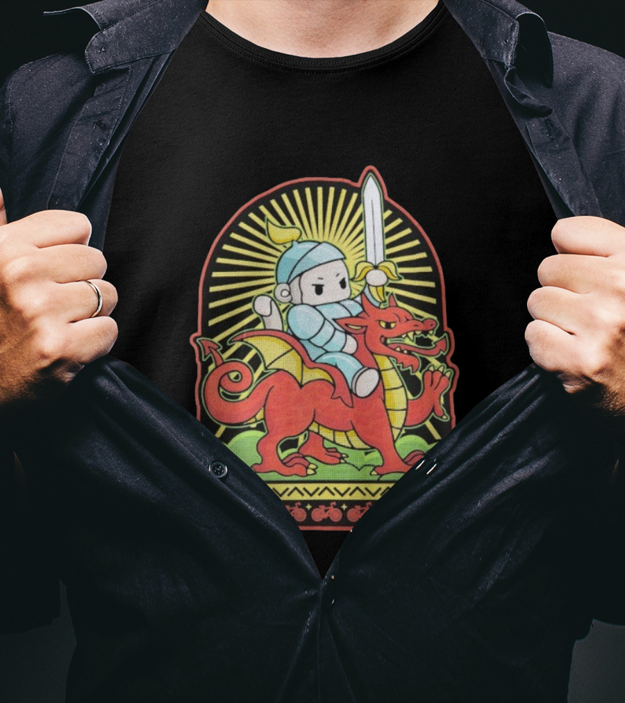 Cdawgva Knight Of Cymru Riding Welsh Dragon With Sword T-Shirt