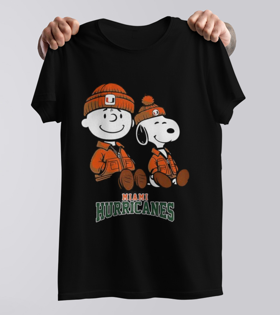 Charlie Brown Snoopy Miami Hurricanes Fan Gear T-Shirt