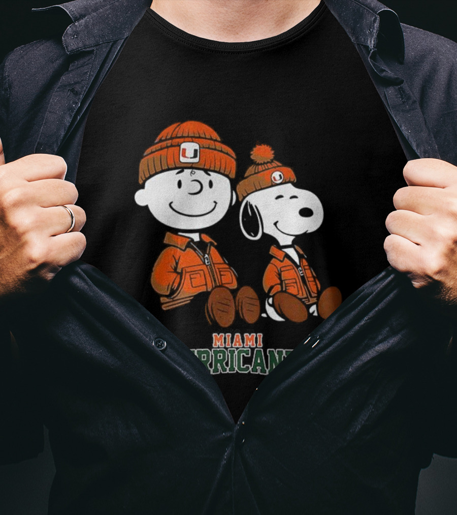 Charlie Brown Snoopy Miami Hurricanes Fan Gear T-Shirt