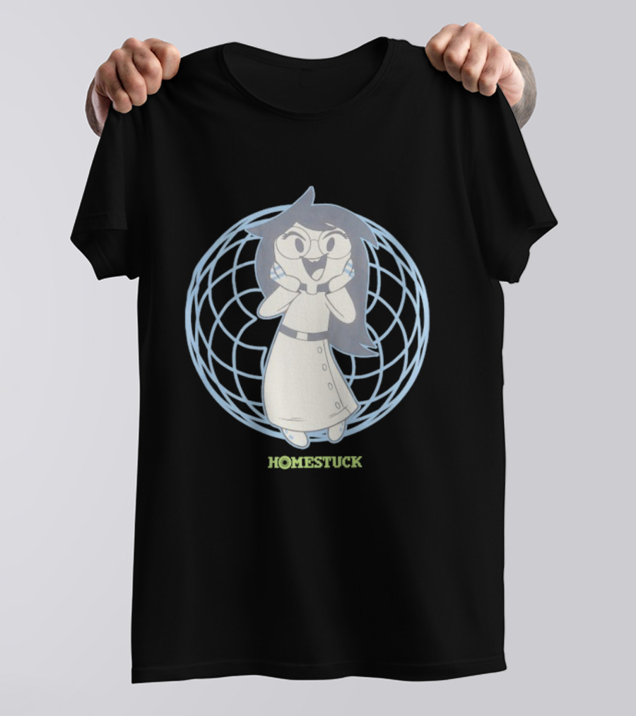 Homestuck Jade Harley With Glasses Inside Blue Grid Circle T-Shirt