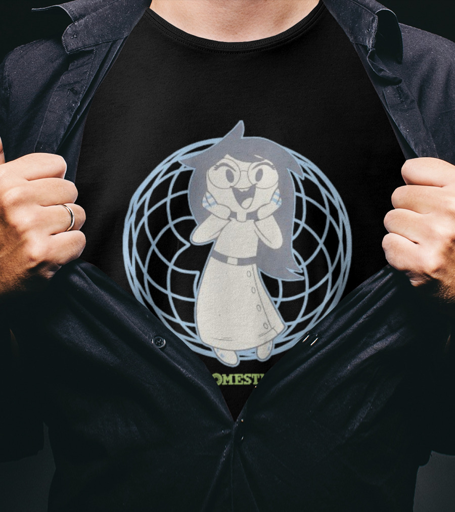 Homestuck Jade Harley With Glasses Inside Blue Grid Circle T-Shirt