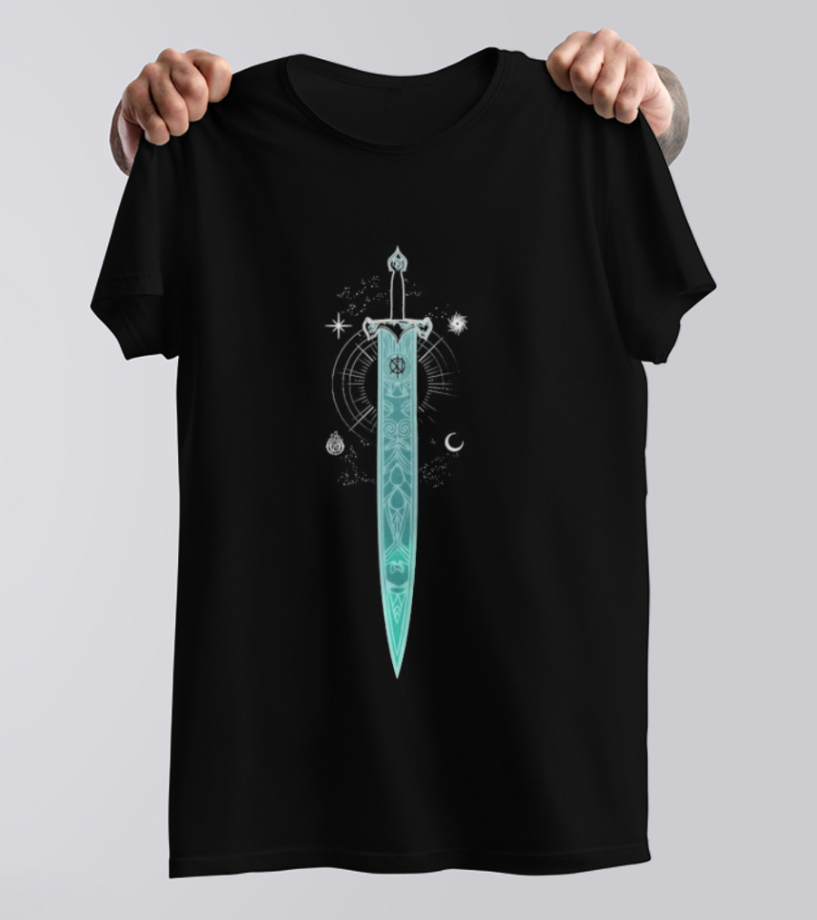 Ophelia Kill The Noise Sword Neon Blue Design T-Shirt