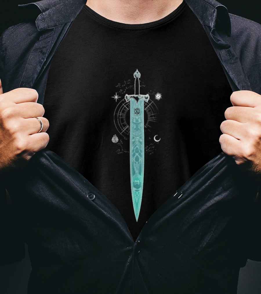 Ophelia Kill The Noise Sword Neon Blue Design T-Shirt