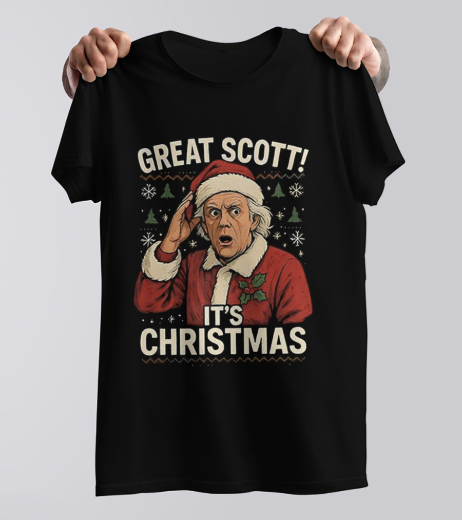 Great Scott Back To The Future It's Christmas Ugly Sweater T-Shirt