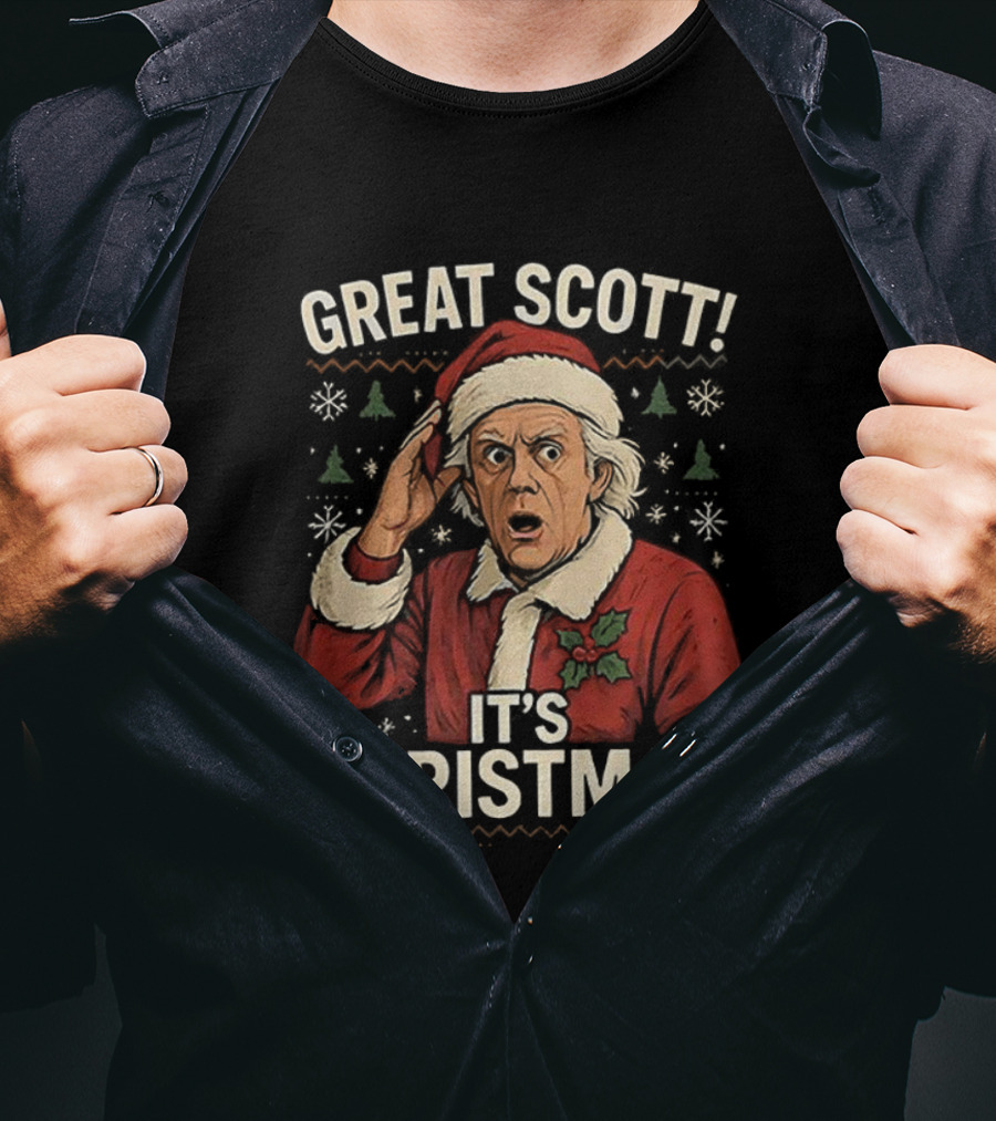 Great Scott Back To The Future It's Christmas Ugly Sweater T-Shirt