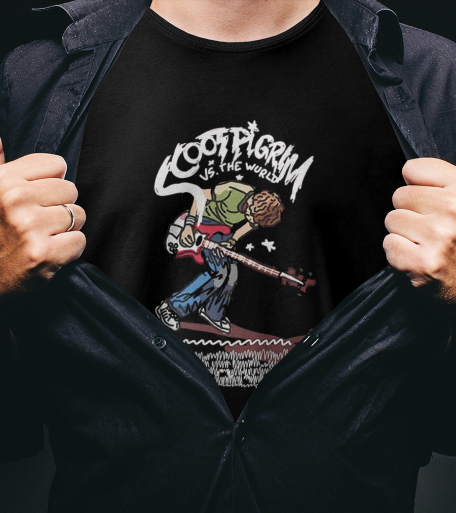 Scott Pilgrim Vs The World Cartoon Rocking Guitar Scene T-Shirt